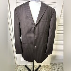 Calvin Klein Brown Pinstripe Men's Three-Button Suit Jacket